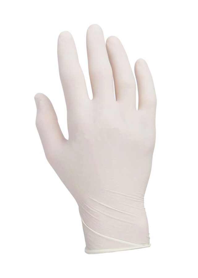 Powdered Clear Latex Gloves – S/M/L/XL (Box of 100) – Cleaning Bits